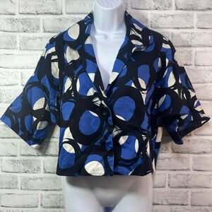 Laudrew Abstract One Button Crop Blazer 12